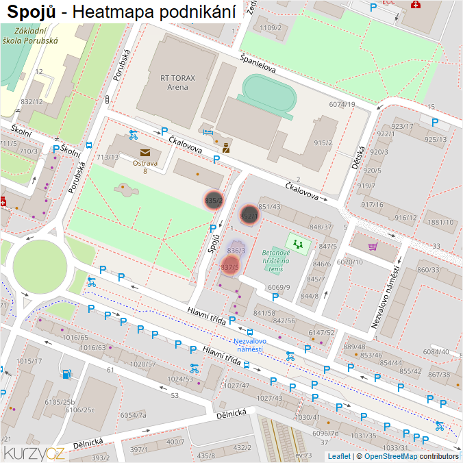 Mapa Spojů - Firmy v ulici.