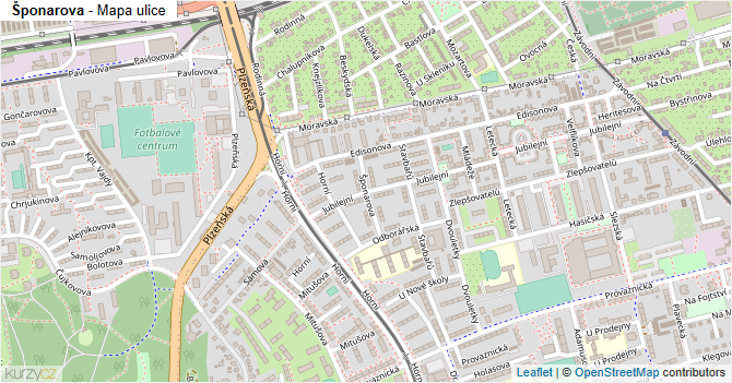 Šponarova - mapa ulice