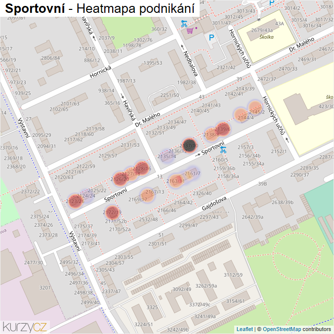 Mapa Sportovní - Firmy v ulici.