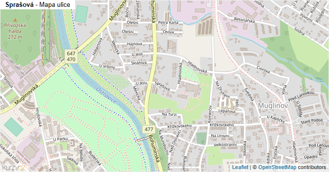 Sprašová - mapa ulice