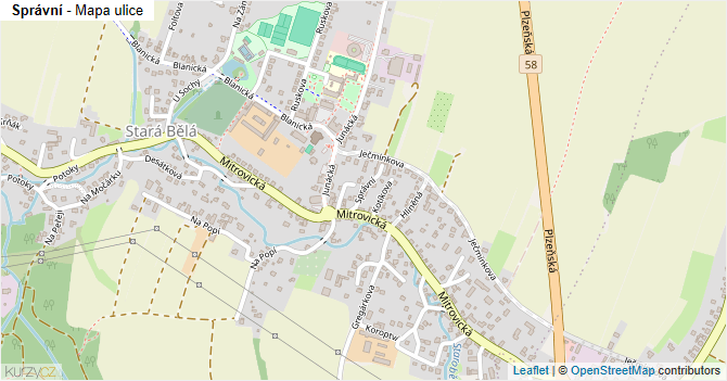 Správní - mapa ulice