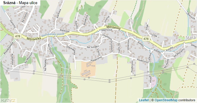 Srázná - mapa ulice