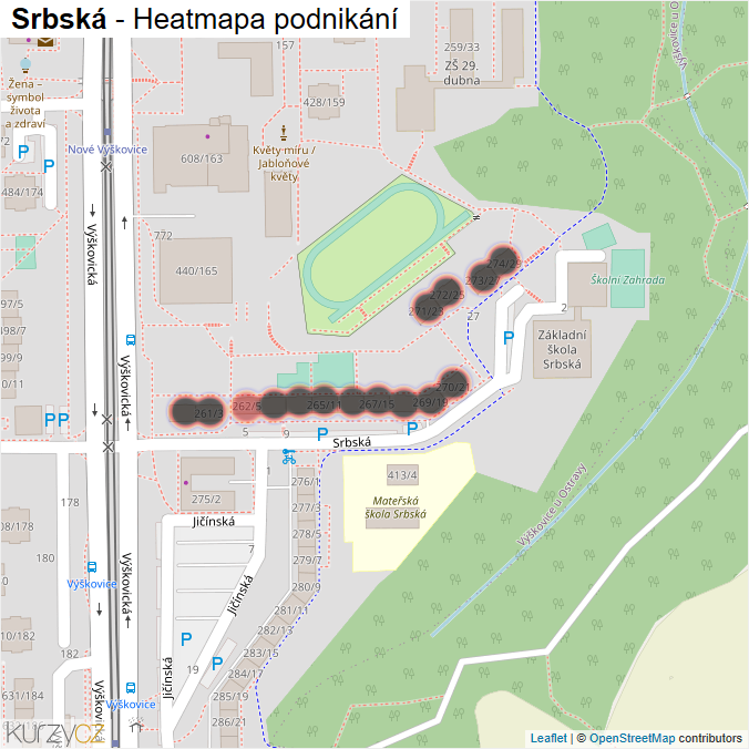 Mapa Srbská - Firmy v ulici.