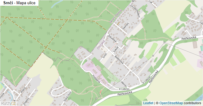 Srnčí - mapa ulice