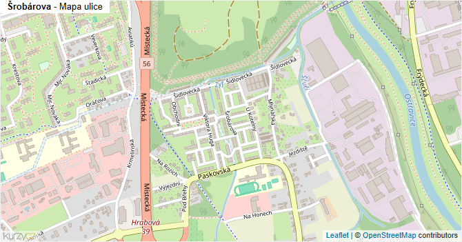 Šrobárova - mapa ulice