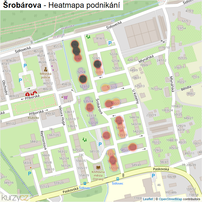 Mapa Šrobárova - Firmy v ulici.