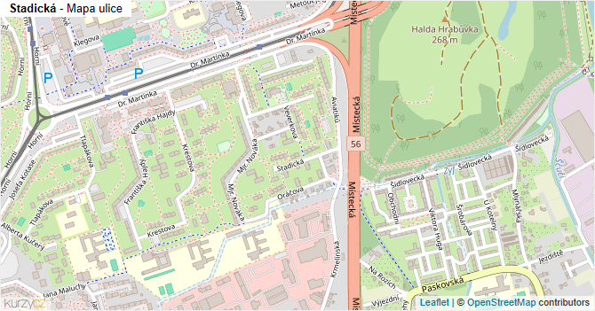 Stadická - mapa ulice