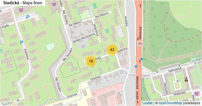 Stadická - mapa firem