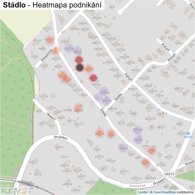 Mapa Stádlo - Firmy v ulici.