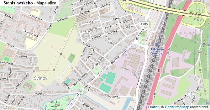 Stanislavského - mapa ulice