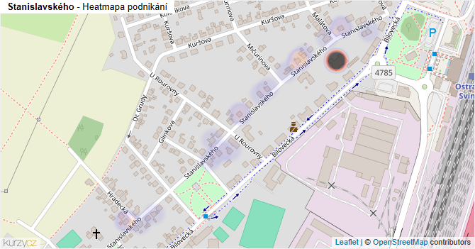 Stanislavského - mapa podnikání