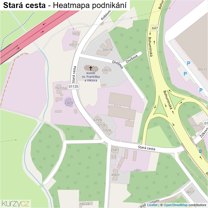 Mapa Stará cesta - Firmy v ulici.