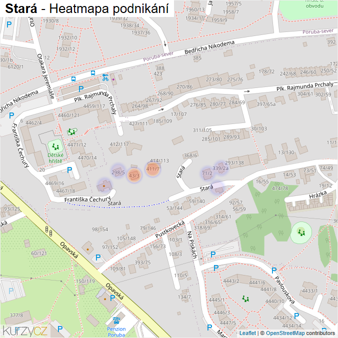 Mapa Stará - Firmy v ulici.