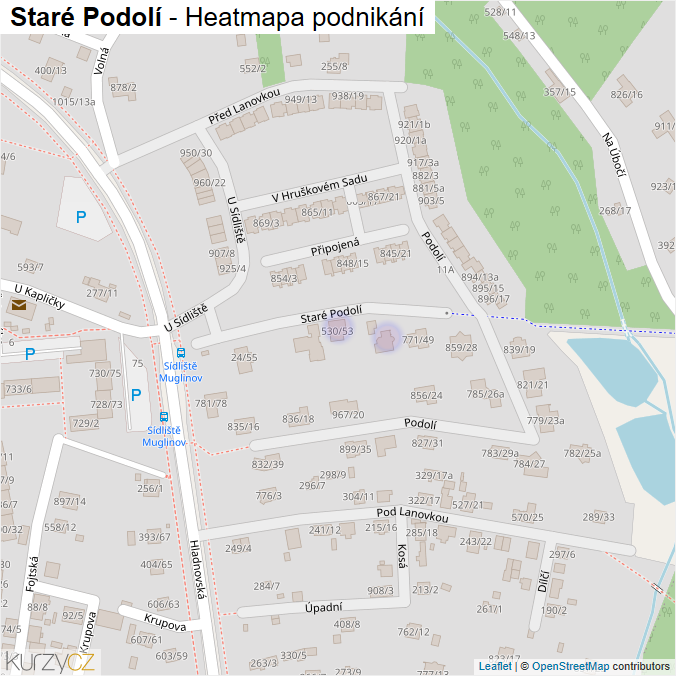 Mapa Staré Podolí - Firmy v ulici.