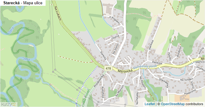 Starecká - mapa ulice
