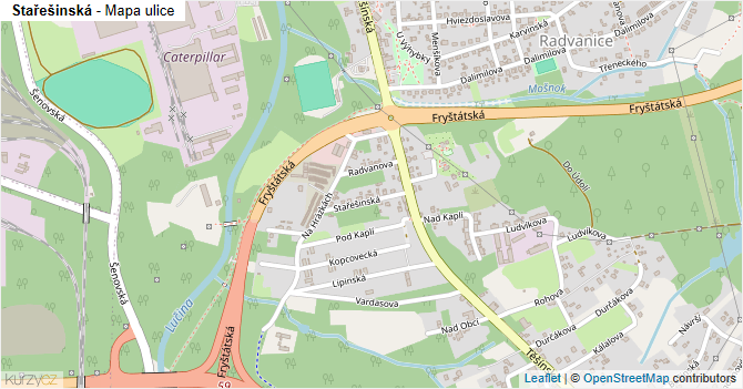 Stařešinská - mapa ulice