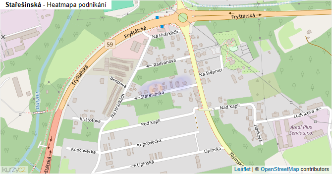 Stařešinská - mapa podnikání