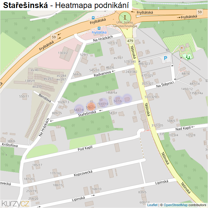 Mapa Stařešinská - Firmy v ulici.