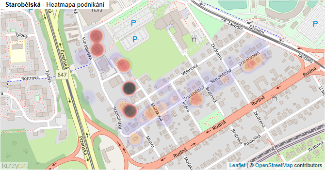 Starobělská - mapa podnikání