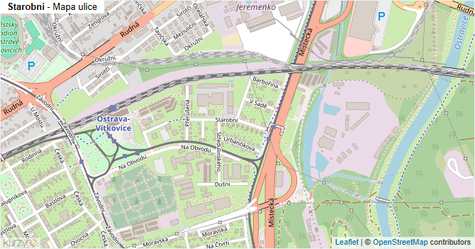 Starobní - mapa ulice