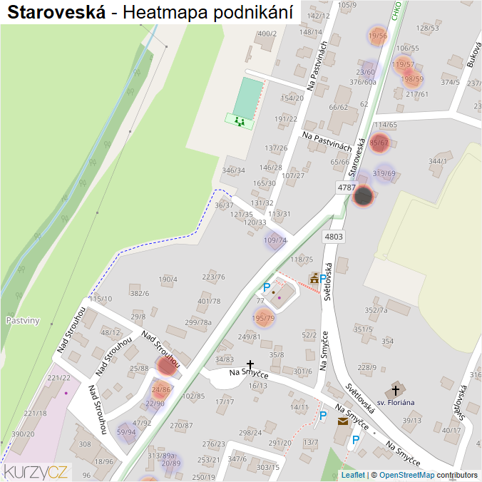 Mapa Staroveská - Firmy v ulici.