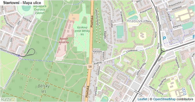 Startovní - mapa ulice