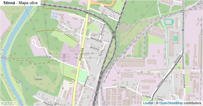 Stinná - mapa ulice