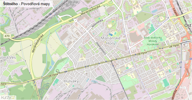 Štítného - záplavové mapy stoleté vody