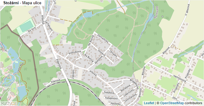 Stožární - mapa ulice