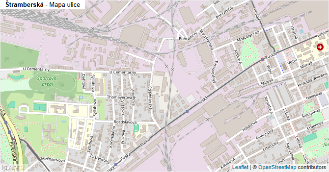 Štramberská - mapa ulice
