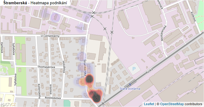 Štramberská - mapa podnikání