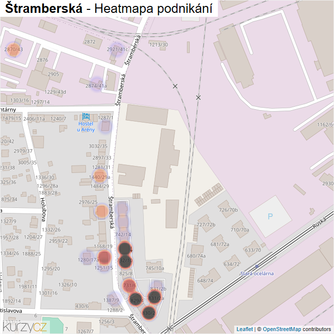 Mapa Štramberská - Firmy v ulici.