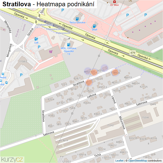 Mapa Stratilova - Firmy v ulici.