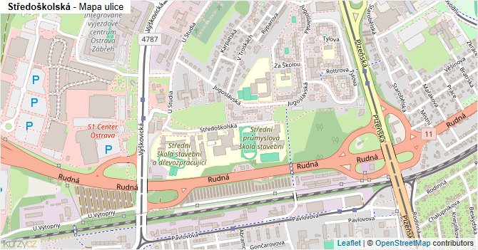 Středoškolská - mapa ulice
