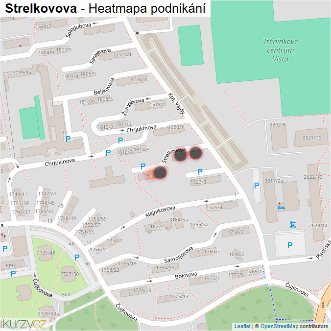 Mapa Strelkovova - Firmy v ulici.