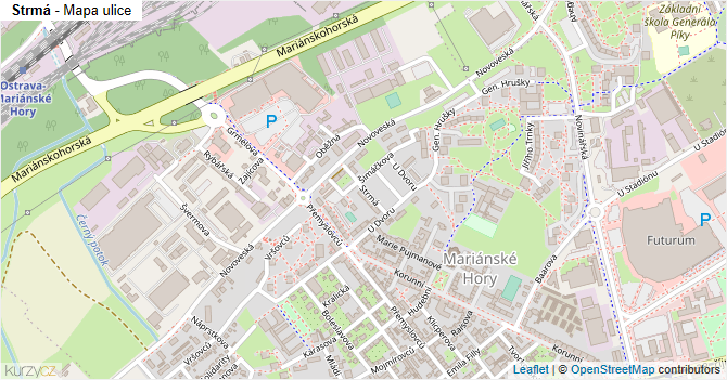 Strmá - mapa ulice