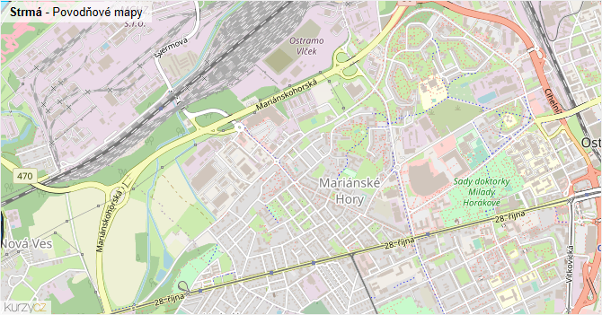 Strmá - záplavové mapy stoleté vody