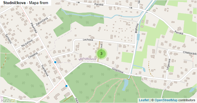 Studničkova - mapa firem