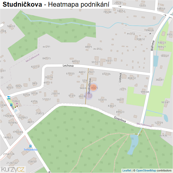 Mapa Studničkova - Firmy v ulici.