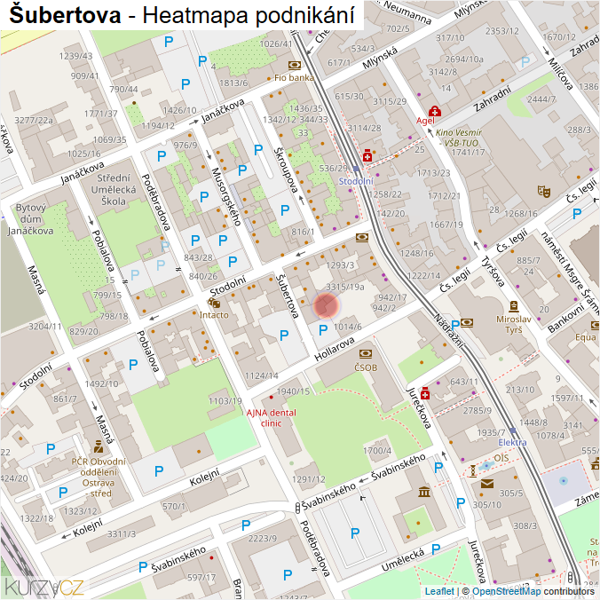 Mapa Šubertova - Firmy v ulici.