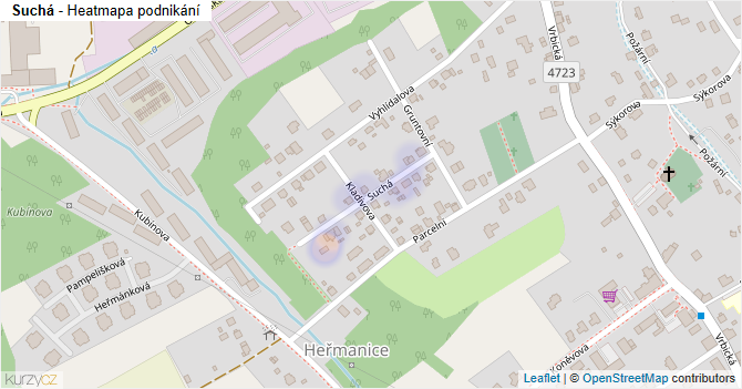 Suchá - mapa podnikání