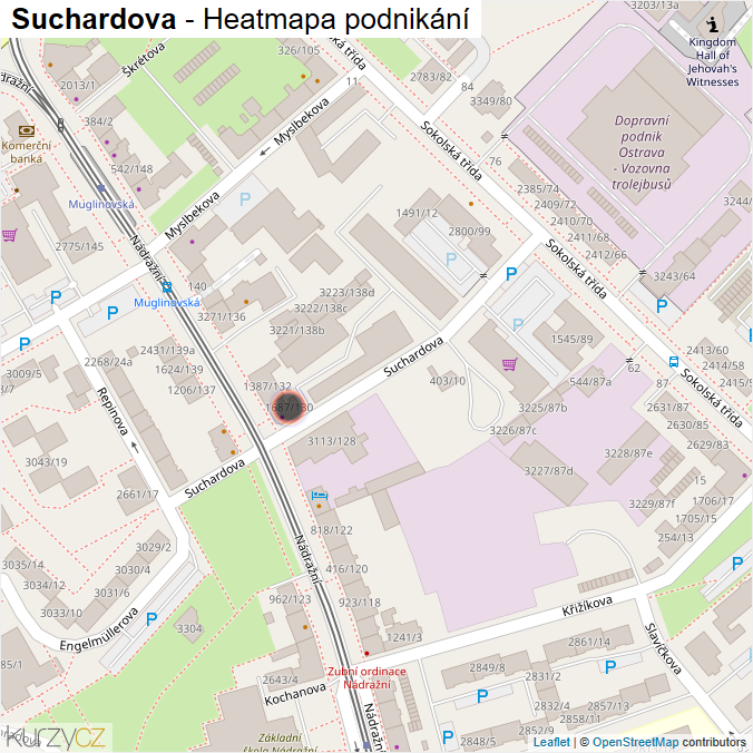 Mapa Suchardova - Firmy v ulici.