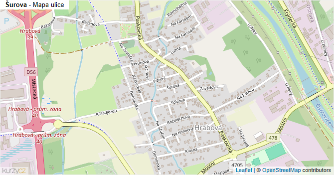Šurova - mapa ulice