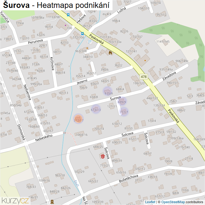 Mapa Šurova - Firmy v ulici.