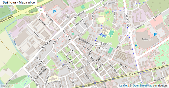 Sušilova - mapa ulice