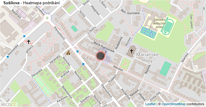 Sušilova - mapa podnikání