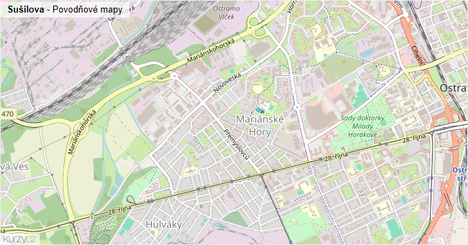 Sušilova - záplavové mapy stoleté vody