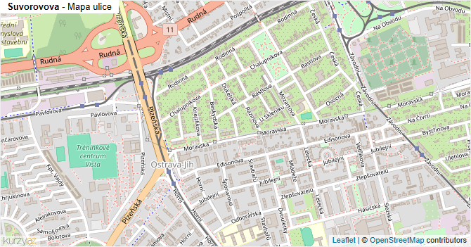 Suvorovova - mapa ulice