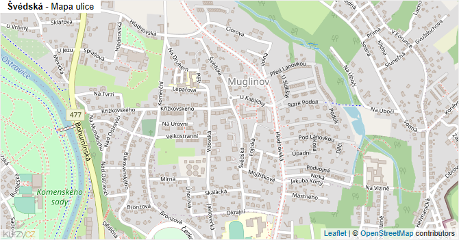 Švédská - mapa ulice