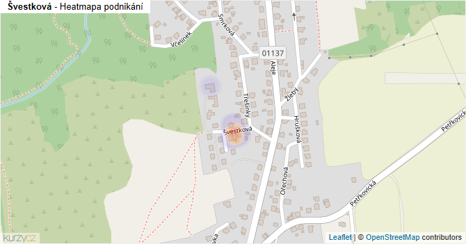 Švestková - mapa podnikání